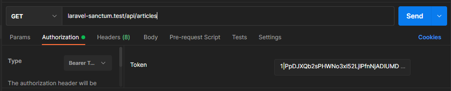 Laravel sanctum - get articles